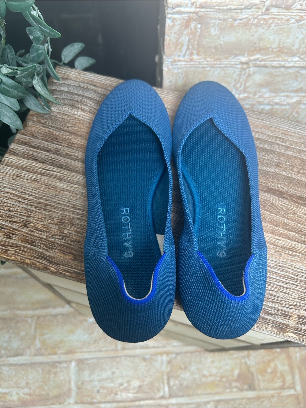 Rothy’s The Flat Blue Knit Ballet Flats Women’s 6.5 Washable - Picture 5 of 9